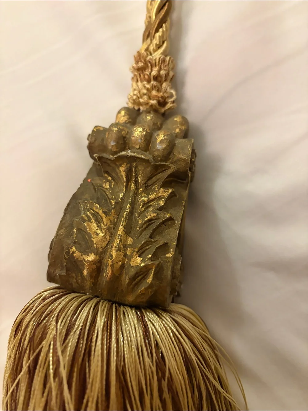 Carved Baroque Style Gold Fringe Tassel